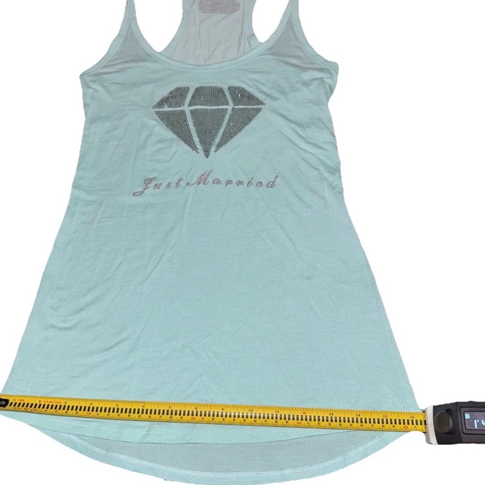 Victoria's Secret I Do Just‎ Married Medium Aqua Blue Tank Sequins Honeymoon - Picture 7 of 7